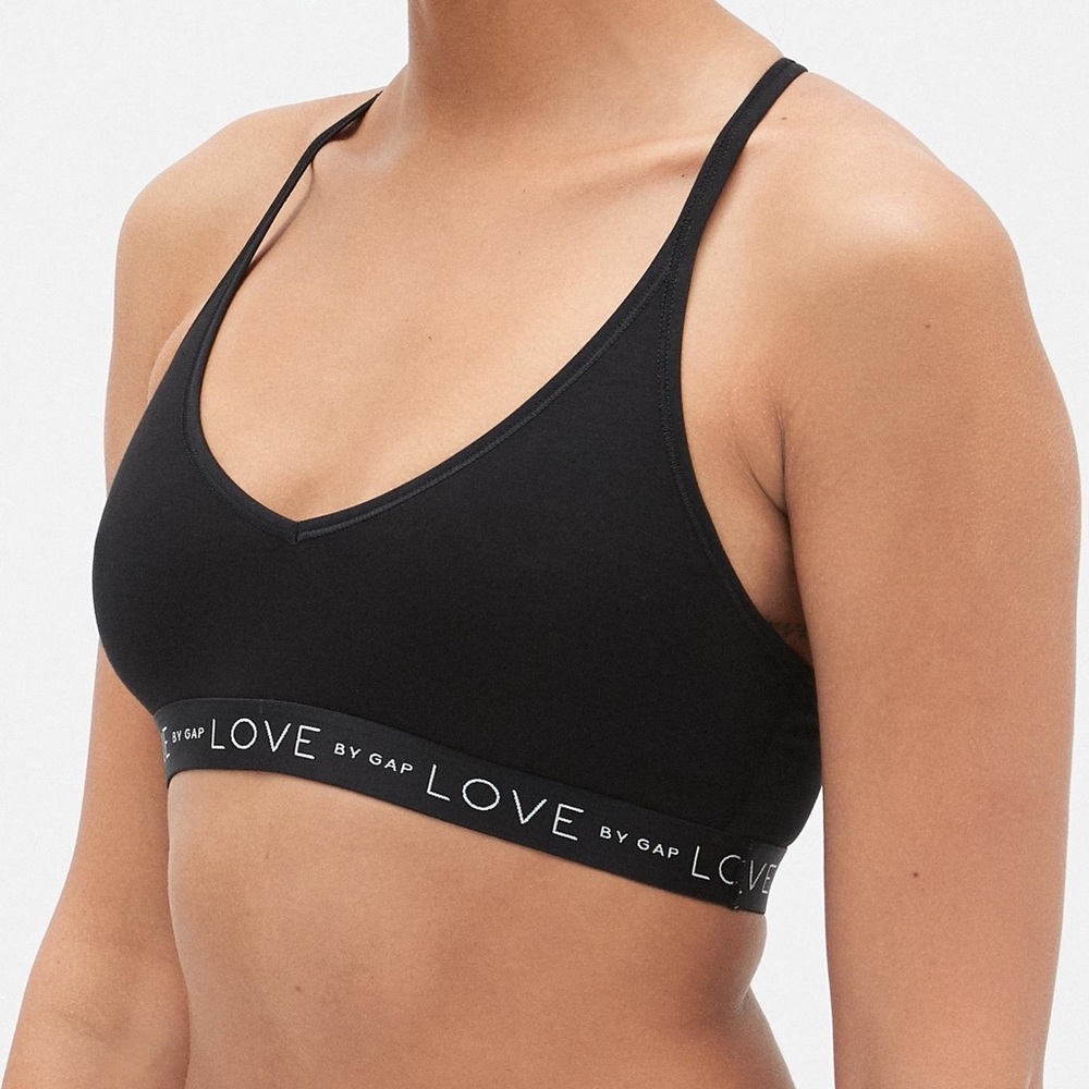 Gap logo black cotton bralette XL NWT